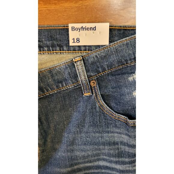 NWT Old Navy Women Jeans Size 18 Cropped Boyfriend Cuffed Distressed Ripped - Picture 10 of 15